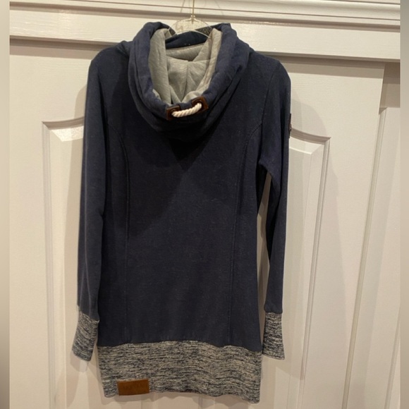 Naketano Women's Darth Vii Cowl Neck Long hoodie size L navy blue - Picture 2 of 11